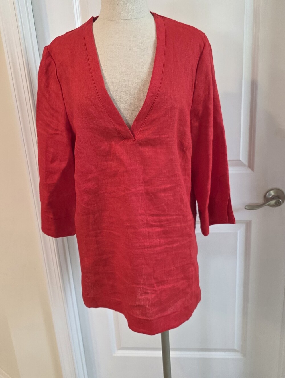 Lesley Evers Linen Tunic Blouse Size Large